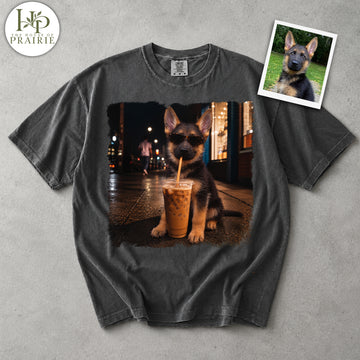 Personalized German Shepherd T-Shirt | Custom Dog Photo Coffee Graphic Tee | Funny German Shepherd Gift | Upload Your Pet Picture