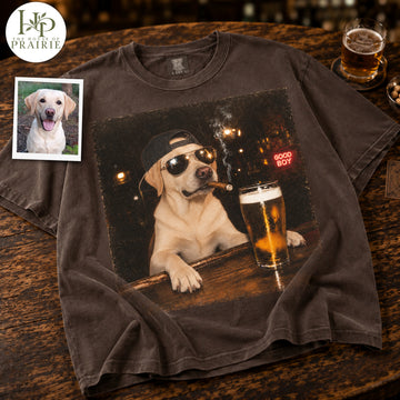 Personalized Labrador Retriever T-Shirt | Custom Dog Photo Bar Beer Graphic Tee | Funny Lab Lover Gift | Upload Your Pet Picture