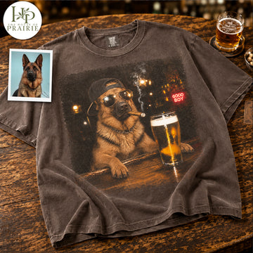 Personalized German Shepherd T-Shirt | Custom Dog Photo Bar Beer Graphic Tee | Funny German Shepherd Gift | Upload Your Pet Picture