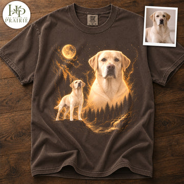 Personalized Labrador Retriever T-Shirt | Custom Dog Photo Moonlight Portrait Tee | Lab Memorial Gift | Upload Your Pet Picture