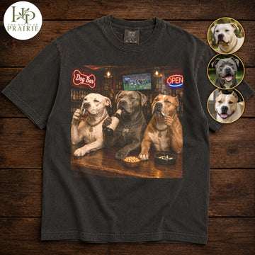 Personalized Pitbull T-Shirt | Custom Dog Photo Bar & Beer Graphic Tee | Funny Pitbull Lover Gift | Upload Your Pet Picture