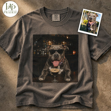Personalized Pitbull T-Shirt | Custom Dog Photo Bar Graphic Tee | Funny Pitbull Lover Gift | Upload Your Pet Picture