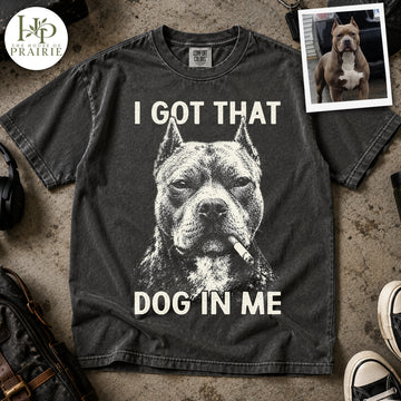 Personalized Pitbull I Got That Dog In Me T-Shirt | Custom Dog Photo Funny Smoking Pitbull Graphic Tee | Vintage Badass Dog Lover Gift | Upload Your Pet Picture