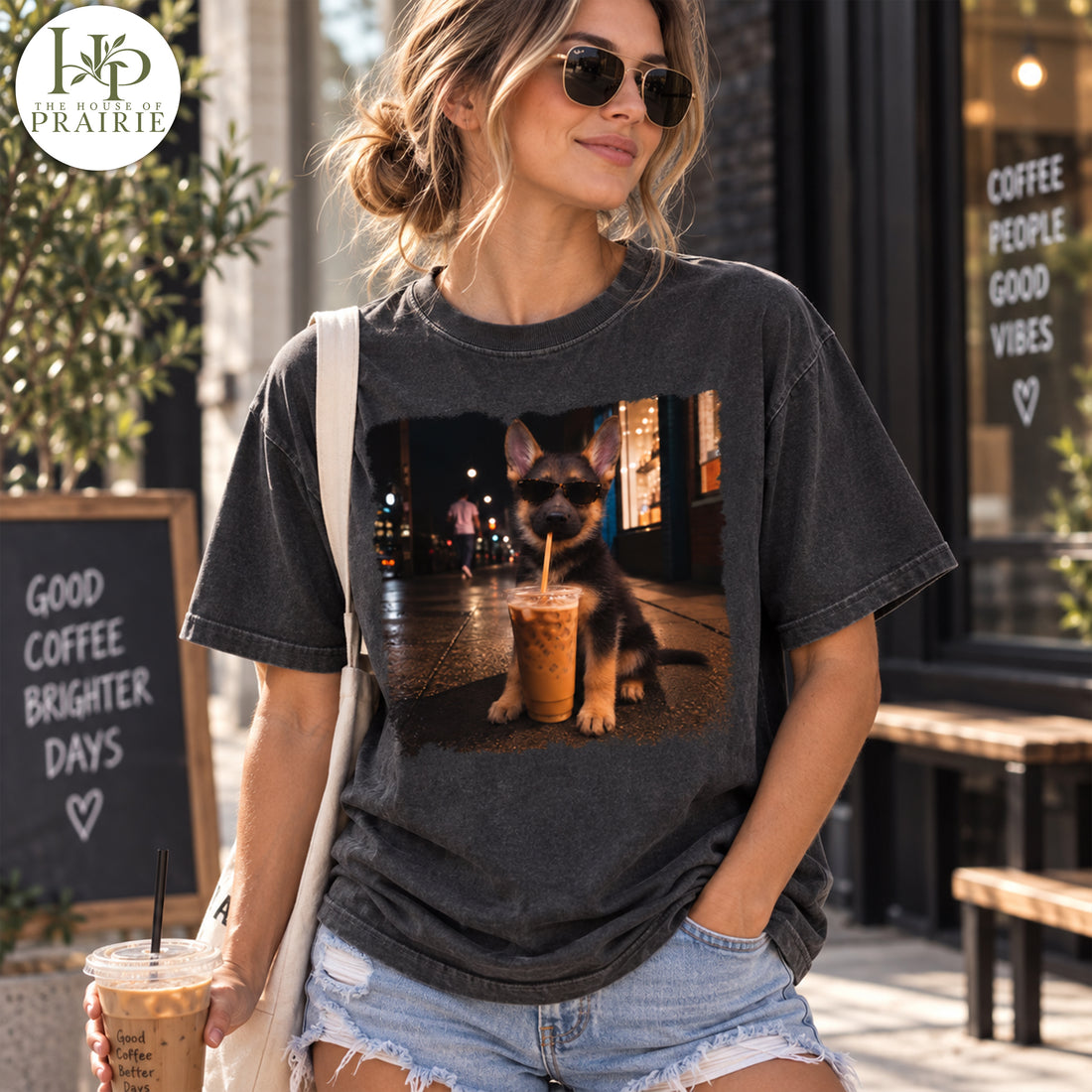 Personalized German Shepherd T-Shirt | Custom Dog Photo Coffee Graphic Tee | Funny German Shepherd Gift | Upload Your Pet Picture