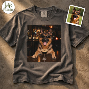 Personalized German Shepherd T-Shirt | Custom Dog Photo Bar Graphic Tee | Funny German Shepherd Gift | Upload Your Pet Picture