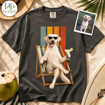 Personalized Labrador Retriever T-Shirt | Custom Dog Photo Beach Vacation Tee | Funny Lab Lover Gift | Upload Your Pet Picture