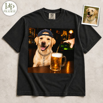 Personalized Labrador Retriever T-Shirt | Custom Dog Photo Bar Graphic Tee | Funny Dog Lover Gift | Upload Your Pet Picture