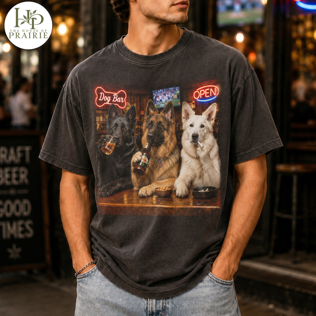 Personalized German Shepherd T-Shirt | Custom Dog Photo Bar & Beer Graphic Tee | Funny German Shepherd Gift | Upload Your Pet Picture