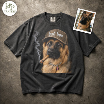 Personalized German Shepherd T-Shirt | Custom Dog Photo Bad Boy Graphic Tee | Funny German Shepherd Gift | Upload Your Pet Picture