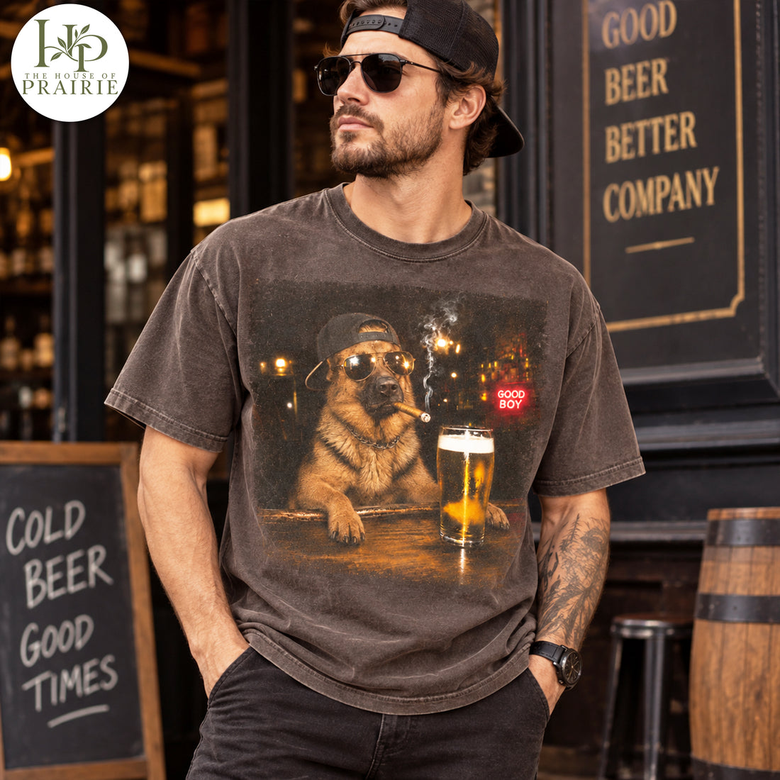 Personalized German Shepherd T-Shirt | Custom Dog Photo Bar Beer Graphic Tee | Funny German Shepherd Gift | Upload Your Pet Picture