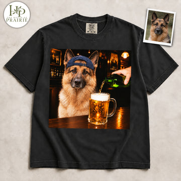 Personalized German Shepherd T-Shirt | Custom Dog Photo Bar Graphic Tee | Funny Dog Lover Gift | Upload Your Pet Picture