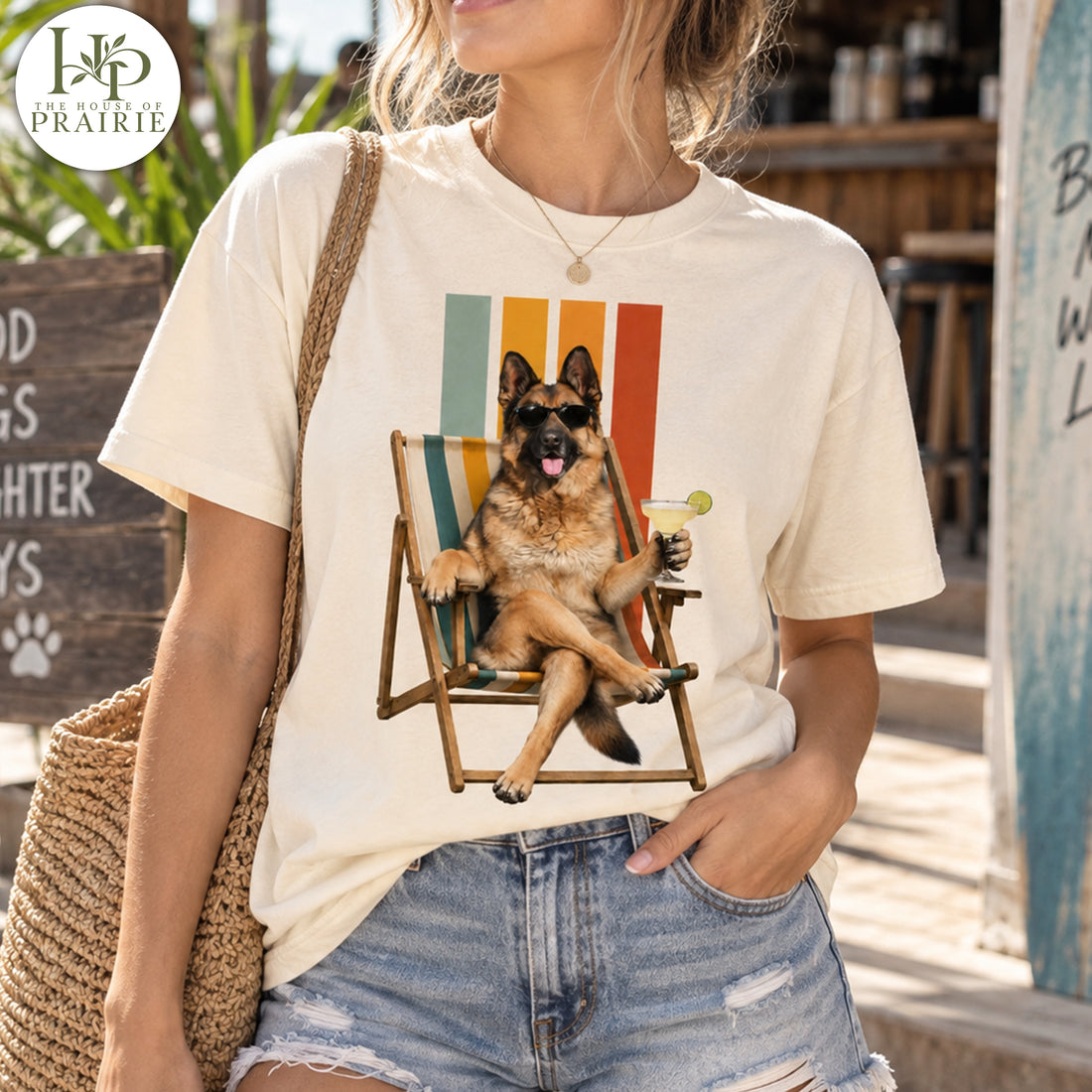 Personalized German Shepherd T-Shirt | Custom Dog Photo Beach Vacation Tee | Funny German Shepherd Gift | Upload Your Pet Picture