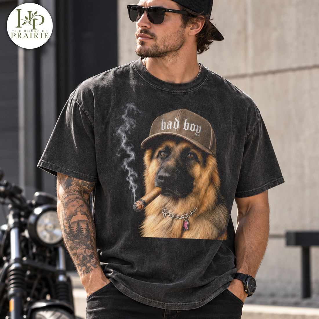 Personalized German Shepherd T-Shirt | Custom Dog Photo Bad Boy Graphic Tee | Funny German Shepherd Gift | Upload Your Pet Picture
